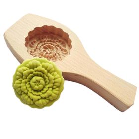 Wooden Moon Cake Mold DIY Pumpkin Pie Baking Mold Rice Cake Bread Mold 3D Peony Pastry Mold 75g